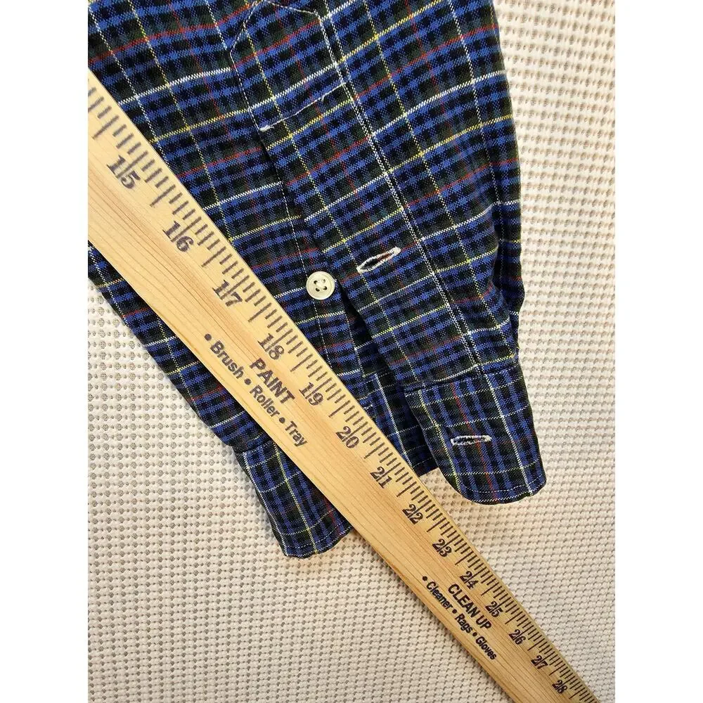 Polo Ralph Lauren Blake Shirt Mens L Blue Plaid Button Down Cotton LS VTG